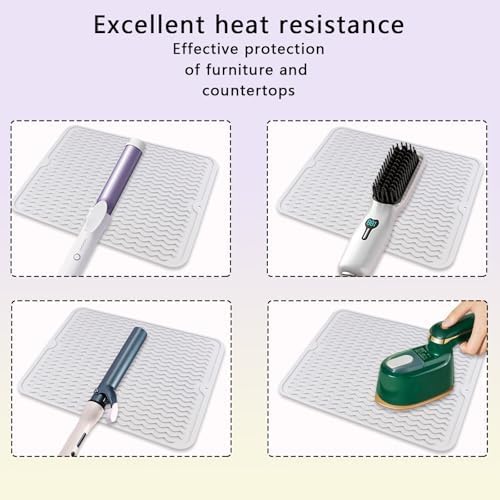 Oversize Silicone Heat Resistant Mat, Heat Mat with for Curling Iron, Travel Cover Cushion for Curling Irons, Hair Bands and Styling Tools(15.7" X 11.8") (Pink)