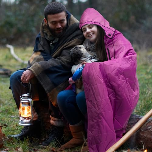 Large Waterproof Outdoor Blanket Thick Fleece 80" x 58" (Rose Purple-b)