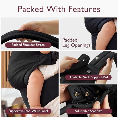 PureHug Baby Carrier (Cotton-Black / Regular Fit (25"-50" Waist))
