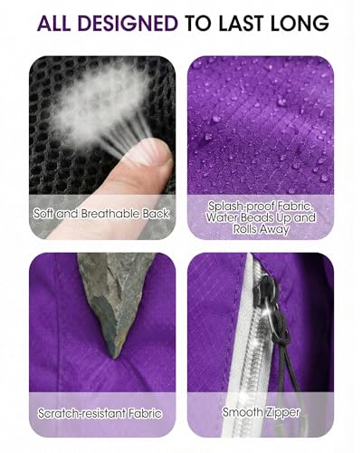 Foldable Small Hiking Backpack with 3 Strap Pockets (Purple)