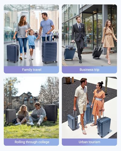 Luggage Sets 3 Pcs Suitcase with Wheels (Dark Blue / 3-Piece Set-20 Inch/24 Inch/28 Inch)