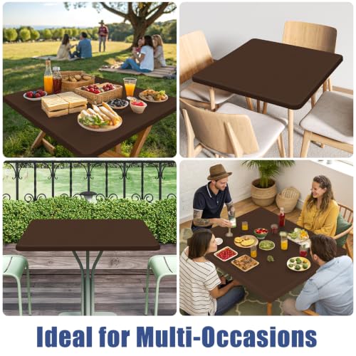 2 Pack Square Spandex Fitted Table Cloth (Coffee / 34" x 34" (Square))