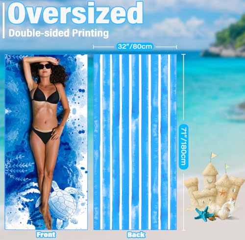 Microfiber Beach Towel (2 Pack Blue Grass / 32x71 inch)
