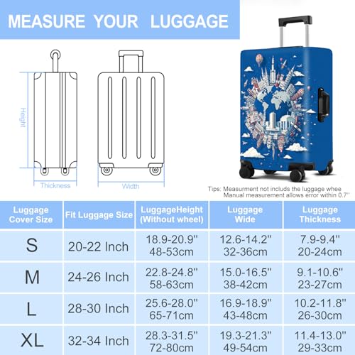 Earth Luggage Cover Washable Suitcase Protector Anti (Earth / XL(32-34inch suitcase))