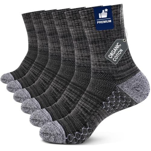 Light Compression Socks for Men Cotton Crew Socks Breathable Moisture Wicking Cushion Running Hiking Socks 3 (Medium / Z-black(3 Pairs))