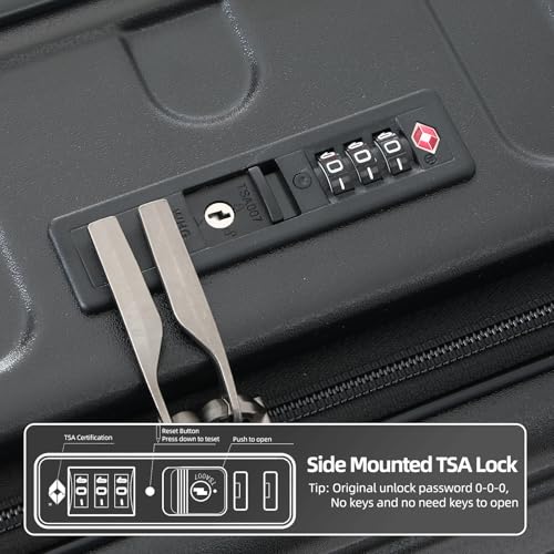 29 Inch Checked Luggage with Expansion and Side Opening (Dark Black / 29 Inch)