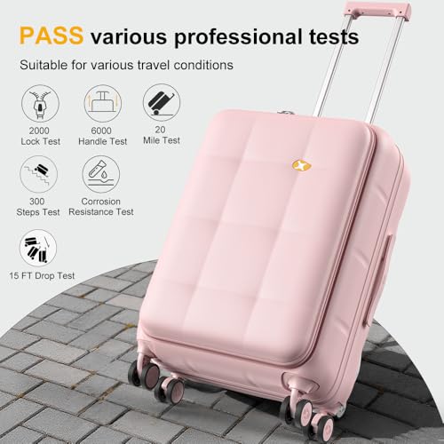 24 Inch Expandable Checked Luggage Hard Shell Suitcase (24 inch / Pink)