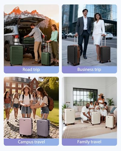 Luggage Sets 3 Pcs Suitcase with Wheels (Mint Green / 3-Piece Set-20 Inch/24 Inch/28 Inch)