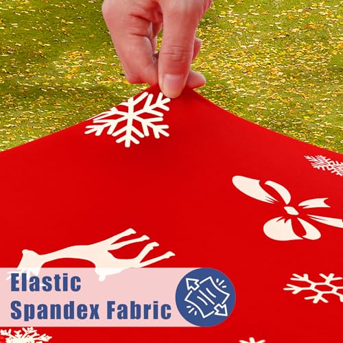 2 Pack Rectangle Spandex 8FT Elastic Fitted Christmas Tablecloth (Christmas Red / 96" x 30" (Rectangular))