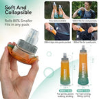 Soft Flask Collapsible Water Bottle with Wide Mouth (Orange Green / 300 ml/10 oz)