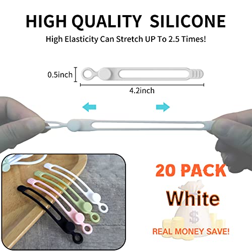20Park]UMUST Silicone Cable Ties (4.2Inch / 20pcs-white)