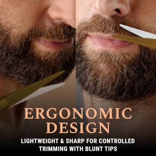 5" Beard & Mustache Scissor with Combs for Men (Golden Brass)