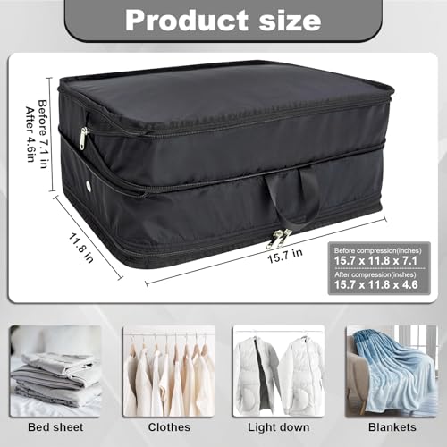Packing Cubes for Travel Packing Organizers Compression Travel Cubes (Black / Large)