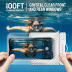 Universal Waterproof Phone Pouch [Double Space] IPX8 Dry Bag with Lanyard for iPhone 16 15 14 13 12 Pro Max XS XR X Galaxy S25 S24 S23 Ultra (White)