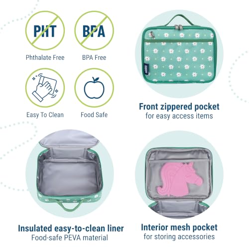 Insulated Lunch Box for Kids (9.75 x 7 x 3.25 inches / Daisy)