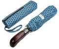 Folding Umbrella Real Wood Handle Kimono Navy Sea Blue (Kimono Navy Sea Blue)
