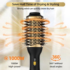 4-in-1 Hot Air Brush with Oval Barrel - Salon-Grade Styling Tool for All Hair Types (Golden)