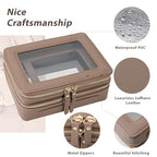 Large Clear Makeup Bags (Taupe / Dual Layer)