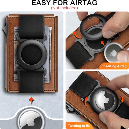 Men Leather Wallet for AirTag (Brick Brown8621)