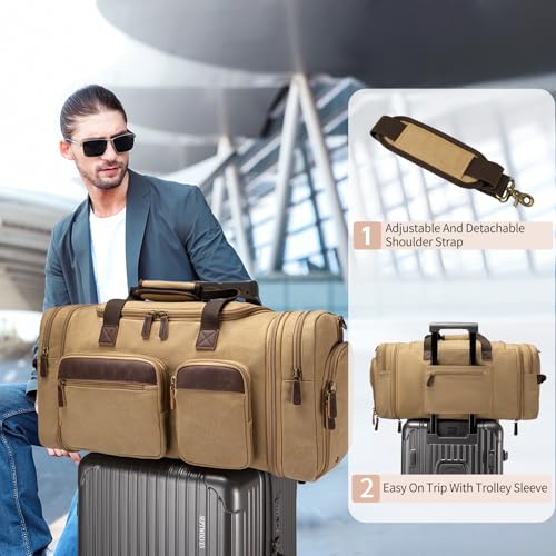 Mens Duffle Bag for Travel (Khaki)
