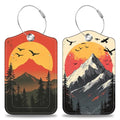 2 Pcs Mountain at Sunset Luggage Tags for Suitcases PU Leather Baggage Tags Name ID Label with Privacy Cover and Stainless Steel Loop for Men Women Travel Bag Suitcase (Mountain at Sunset)