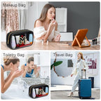 Initial Birthday Gifts for 3 4 5 6 7 8 9 10 11 12 13 Year Old Girls Clear Makeup Bag Cosmetic Travel Beach Bag Car Organizer Essentials for Women (Large-Black / M)