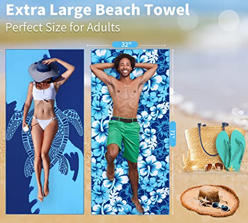 Microfiber Beach Towel Oversized 71x32 Multiple with Bag 6 Pack Bulk (6 Pack Turtle Mandala Tie Dye Stripe Laguna / 71"x32")