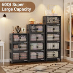 300Qt Stackable Storage Bins with Lid (Black / 60QT-5Pack)