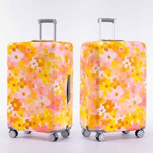 Travelkin Luggage Covers For Suitcase Tsa Approved Suitcase Cover Protector (Orange Floral / L)