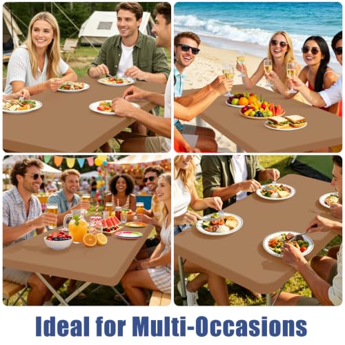 2 Pack Rectangle Spandex Fitted Table Cloth (Khaki / 48" x 24" (Rectangular))