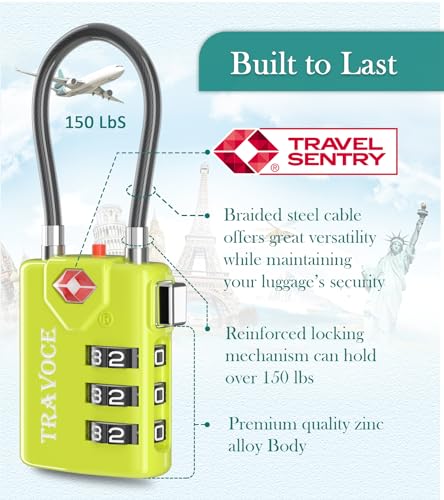 TSA Approved Luggage Locks (1.4*0.72*3.54 in / Lime 2 Pack)