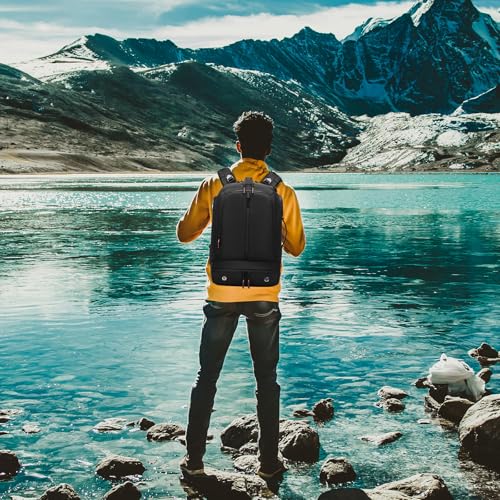 16 Inch Laptop Backpack Water Resistant Carry On Daypack Backpack Anti Theft Travel Rucksack Backpack with Shoe Compartment Shoulder Strap for Men Women (Black)