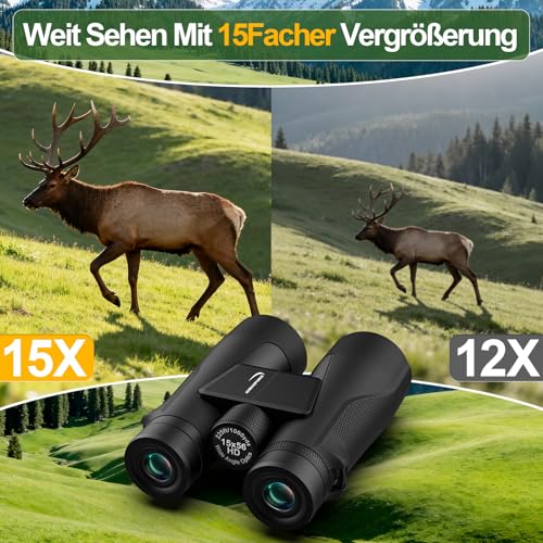 15x56 Binoculars for Adults High Powered Cruise Ship Bird (Black)