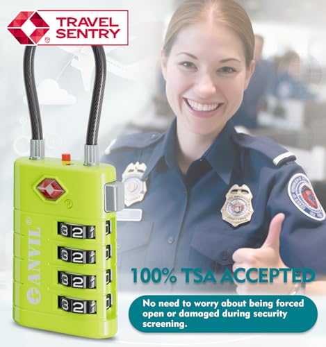 TSA Approved Luggage Locks with Search Alert Indicator (Grass Green)