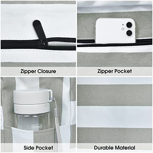 Beach Bags for Women Large Waterproof Beach Tote Bag Zipper Beach Bags Waterproof Sandproof Swim Pool Bag Large Tote (Light Grey)