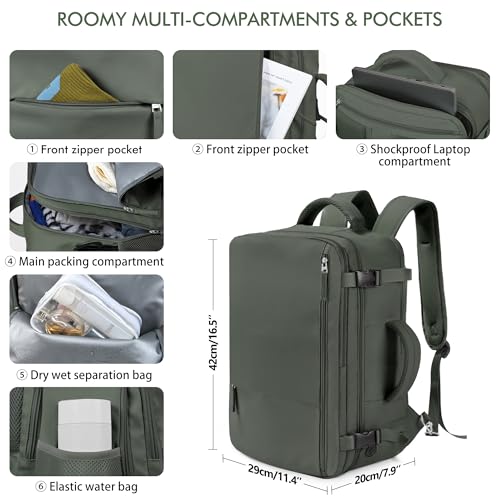 Travel Backpack for Men Women (Olive-green / Large)