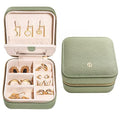 Travel Jewelry Organizer Boxes for Women Small Portable Necklace Earrings Bracelet Rings Travel Case Best Friend Birthday Gifts for Women Trendy (01_Lychee_Sage_Green)