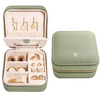 Travel Jewelry Organizer Boxes for Women Small Portable Necklace Earrings Bracelet Rings Travel Case Best Friend Birthday Gifts for Women Trendy (01_Lychee_Sage_Green)