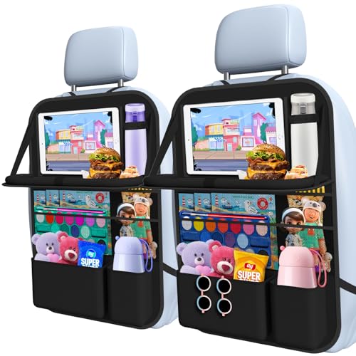 1 Pack Car Backseat Organizer with Tray (Black)