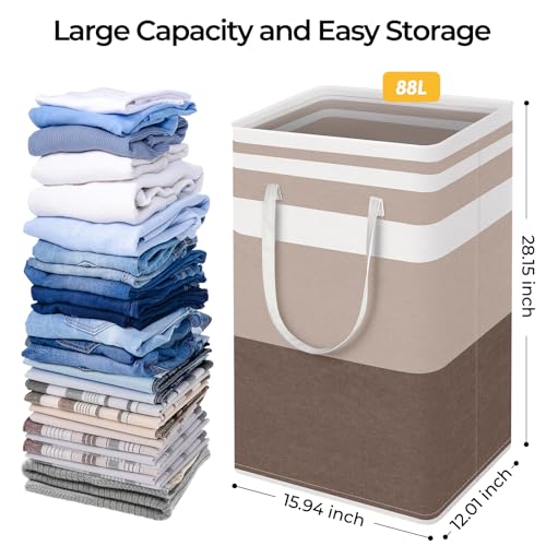 2 Pack Large Laundry Baskets (88L / Brown)