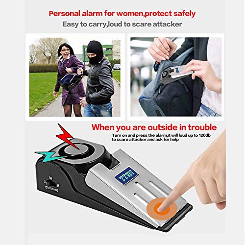 Upgraded 2 in 1 Portable Door Stopper Floor Wedge Security Alarm Loud 120db Entrance Alert Door Stop Alarm for Travel Home Apartment House (3 Pack)