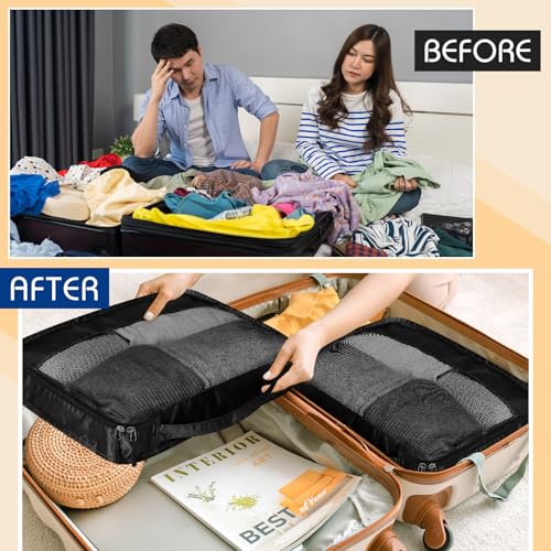 Packing Cubes for Suitcase Large Organizer Bags (Black / Large)