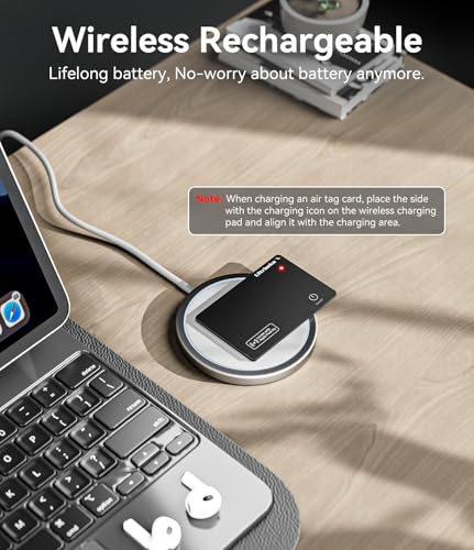 Air Tag Wallet Tracker Cards 4 Pack with 1 Wireless Charger (4-Pack / Black)