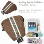 Women Canvas Backpack Daypack Casual Shoulder Bag (Brown)