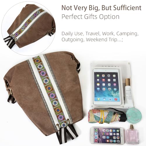 Women Canvas Backpack Daypack Casual Shoulder Bag (Brown)