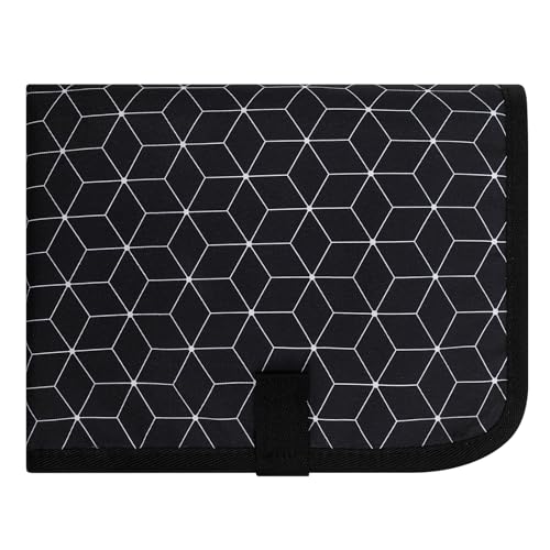 Portable Diaper Changing Pad (Black Geometry (26'' X14'' ))