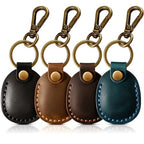 4 Pack Genuine Leather Airtag Holder (Black/Brown/Dark Brown/Blue)