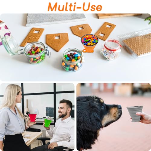 4 Pack Collapsible Silicone Cups with Lids (4 Pcs (Red, Green, Orange, Gray))