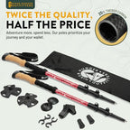 100% Carbon Fiber Trekking Poles by USA Brand (Cork - Red)