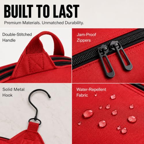 Travel Toiletry Bag for Men and Women (L Crimson Red)